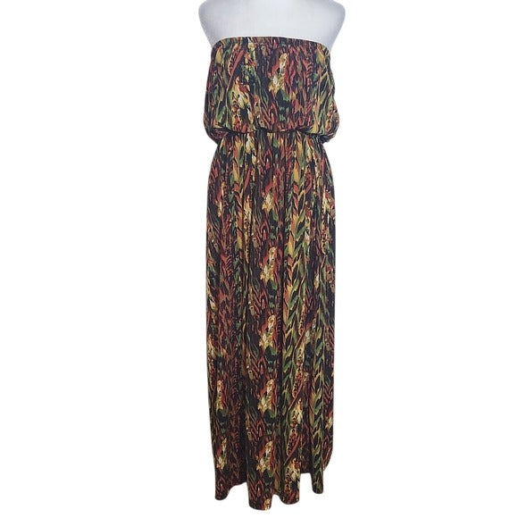 New Look Multicolor Boho Strapless Maxi Dress Size 2X Strapless Boho Dress