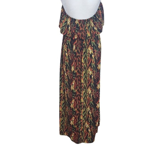 New Look Multicolor Boho Strapless Maxi Dress Size 2X Strapless Boho Dress