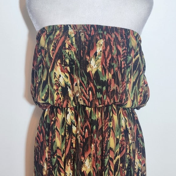 New Look Multicolor Boho Strapless Maxi Dress Size 2X Strapless Boho Dress
