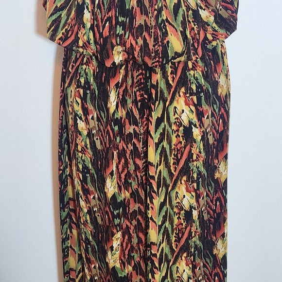 New Look Multicolor Boho Strapless Maxi Dress Size 2X Strapless Boho Dress