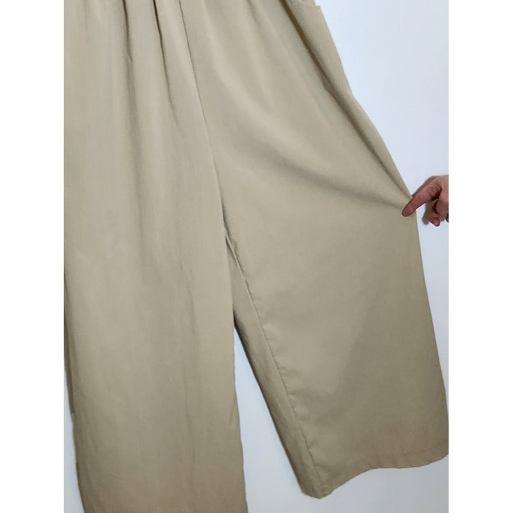 Khaki Wide Leg Overalls Size Large