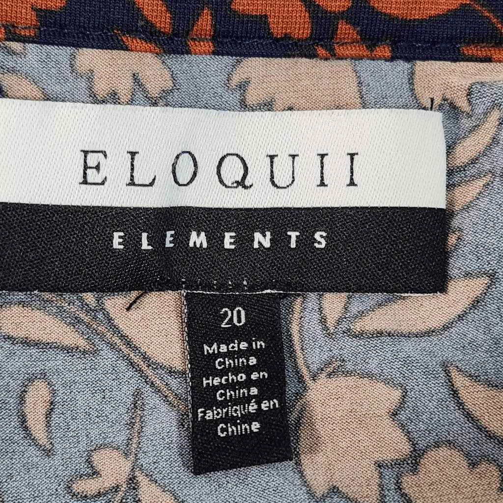 Eloquii Navy and Brown Floral Print Shirt Dress Size 20 Navy Tie-Waist Dress