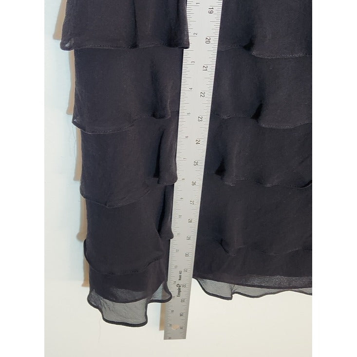 Ralph Lauren Black Silk Layered Ruffle Cocktail Dress Size 8 Wedding Guest Dress