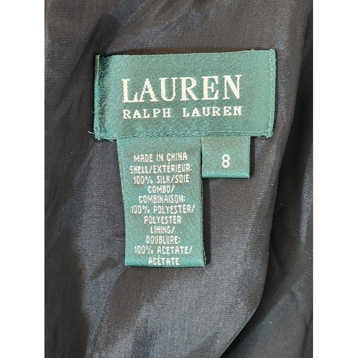 Ralph Lauren Black Silk Layered Ruffle Cocktail Dress Size 8 Wedding Guest Dress