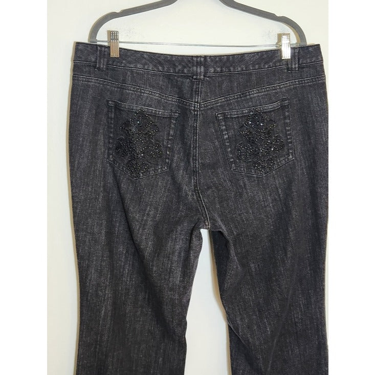 Michael Kors Womens Black Embellished Pocket Jeans Size 16W