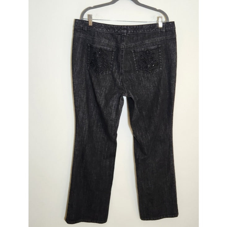 Michael Kors Womens Black Embellished Pocket Jeans Size 16W