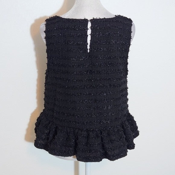 Mable Black Textured Top with Peplum Size Medium Black Sleeveless Peplum Blouse