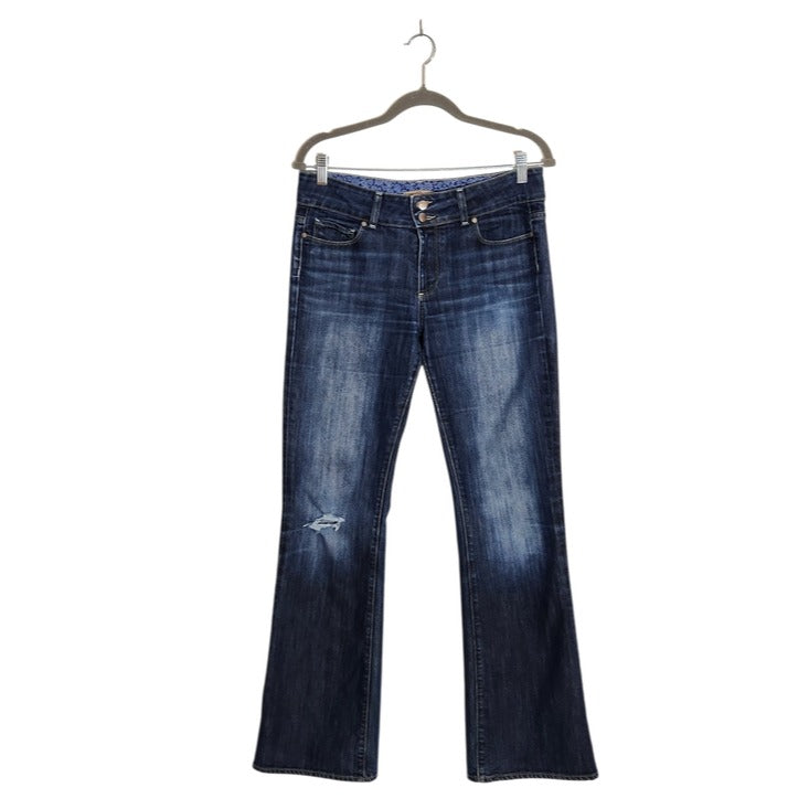 Paige Dark Wash Distressed Bootcut Jeans Size 30