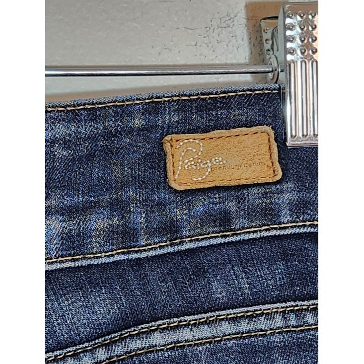 Paige Dark Wash Distressed Bootcut Jeans Size 30