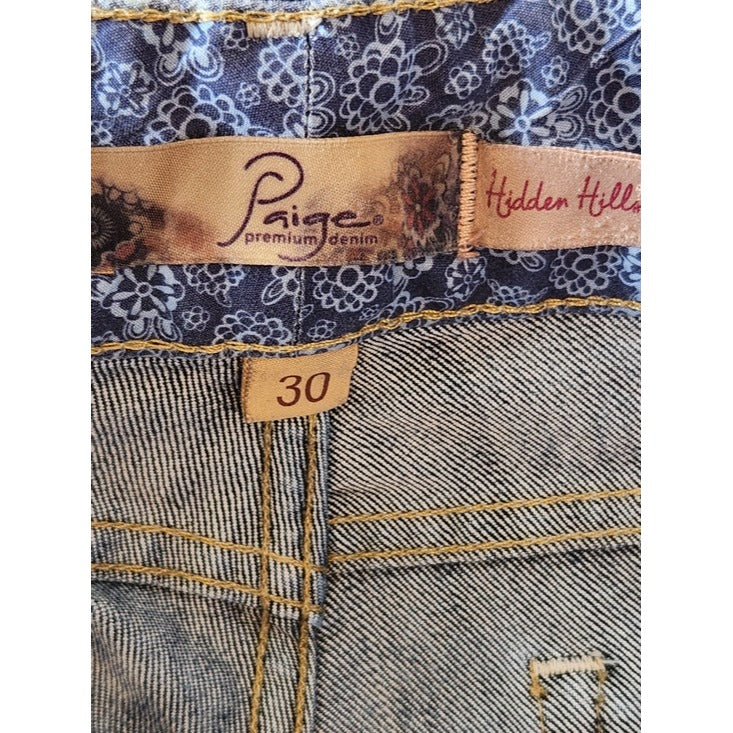 Paige Dark Wash Distressed Bootcut Jeans Size 30