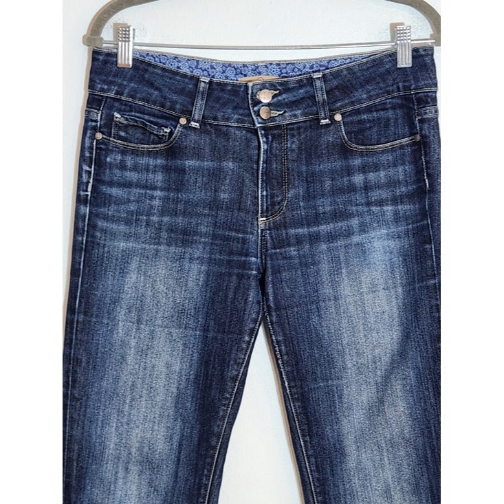 Paige Dark Wash Distressed Bootcut Jeans Size 30