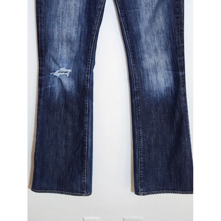 Paige Dark Wash Distressed Bootcut Jeans Size 30