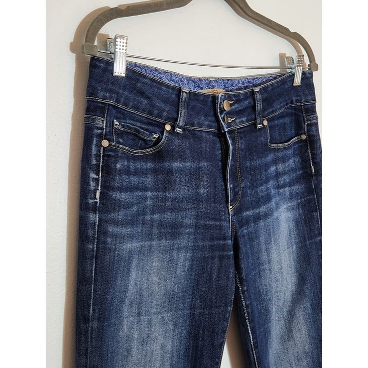 Paige Dark Wash Distressed Bootcut Jeans Size 30