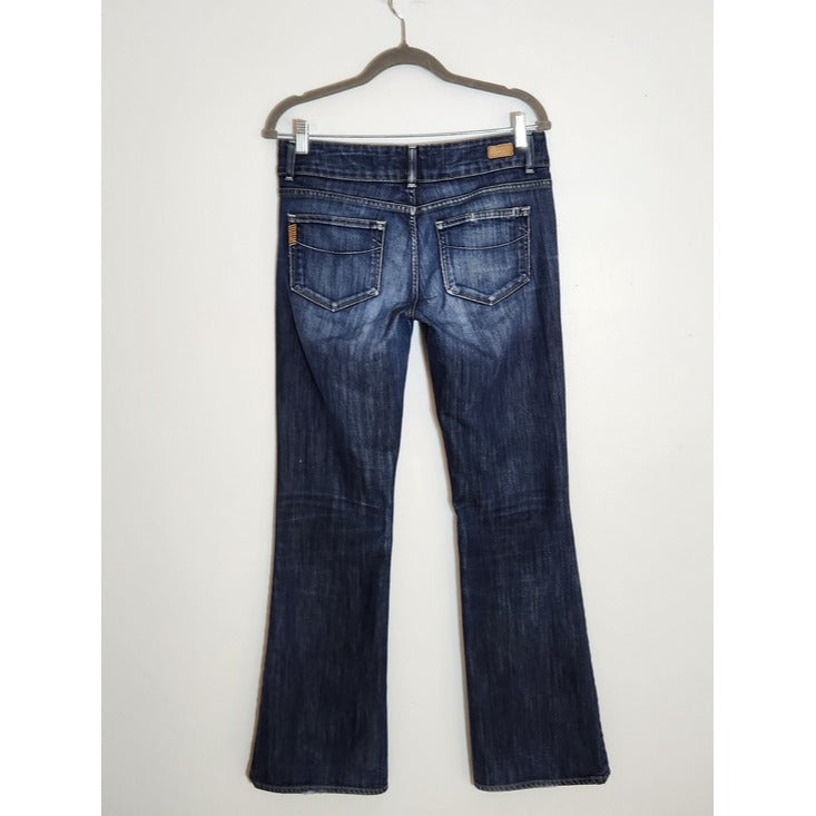 Paige Dark Wash Distressed Bootcut Jeans Size 30