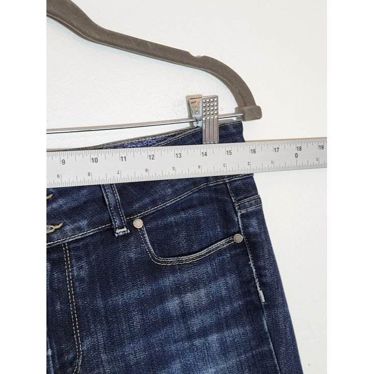 Paige Dark Wash Distressed Bootcut Jeans Size 30