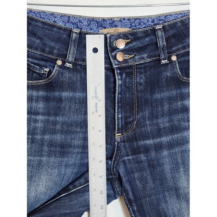 Paige Dark Wash Distressed Bootcut Jeans Size 30
