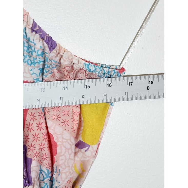 America & Beyond Pink Patchwork Print Boho One Shoulder Maxi Dress Sz Large NWT