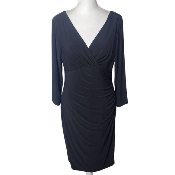 Lauren Ralph Lauren Black Mini Sheath Dress with Side Ruching Size 8