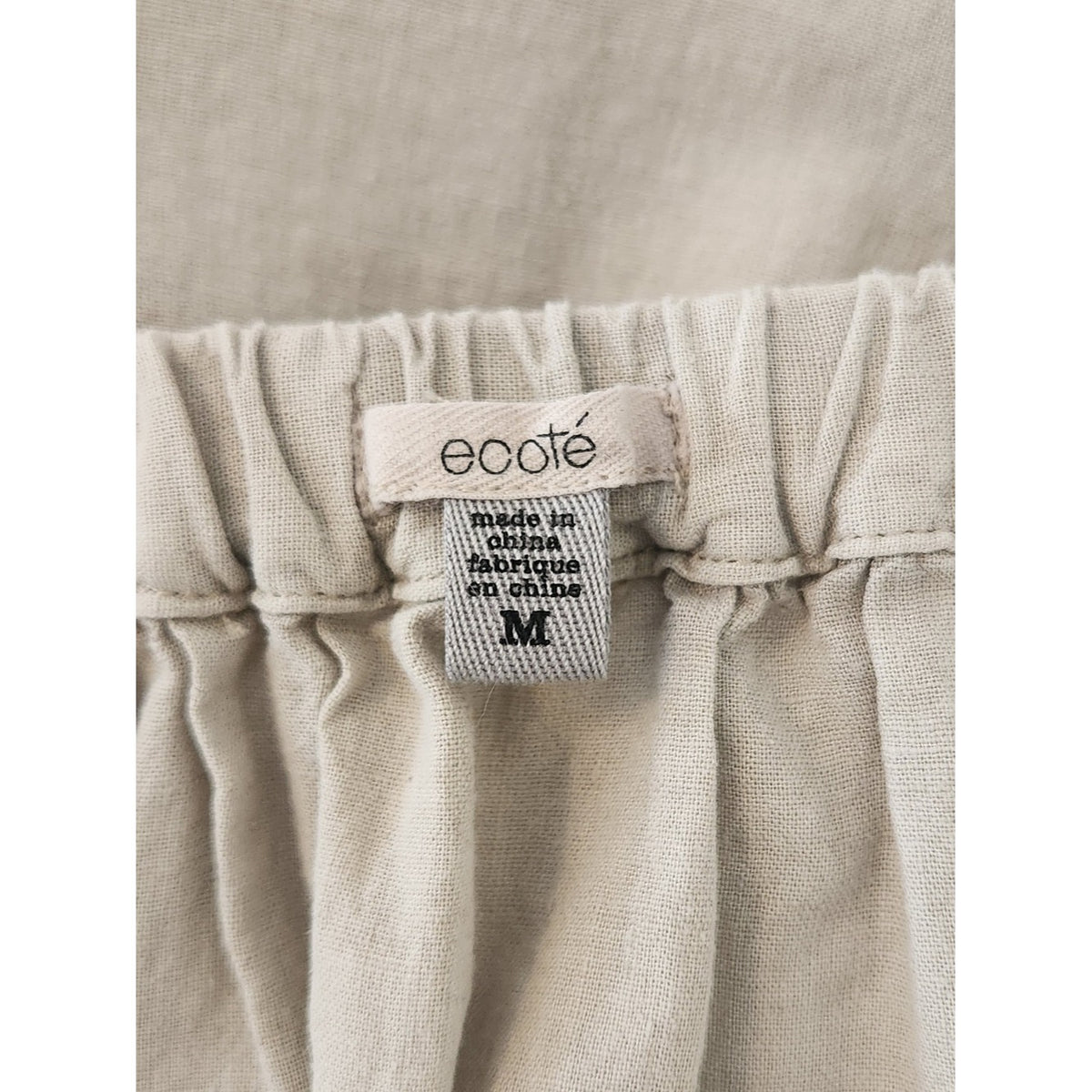 Ecote Linen Blend Beige Pull-on Mini Skirt with Oversized Pockets Size Medium
