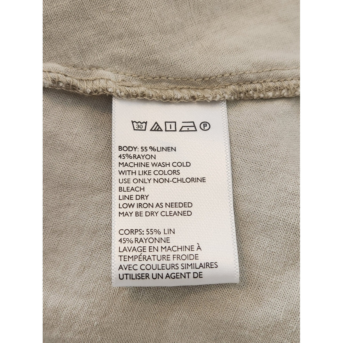 Ecote Linen Blend Beige Pull-on Mini Skirt with Oversized Pockets Size Medium