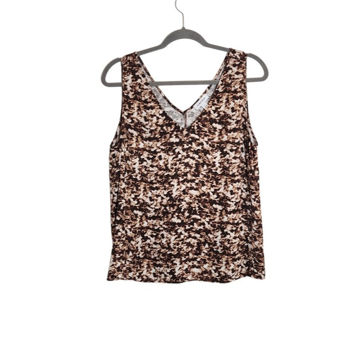 Nordstrom Brown and Cream Abstract Leopard Print Tank Top Size Medium