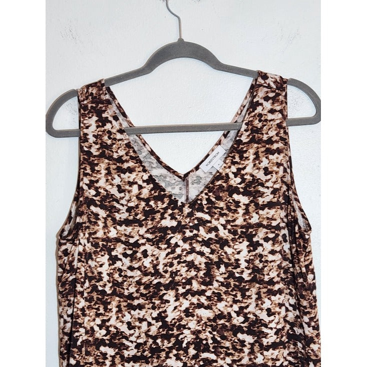 Nordstrom Brown and Cream Abstract Leopard Print Tank Top Size Medium