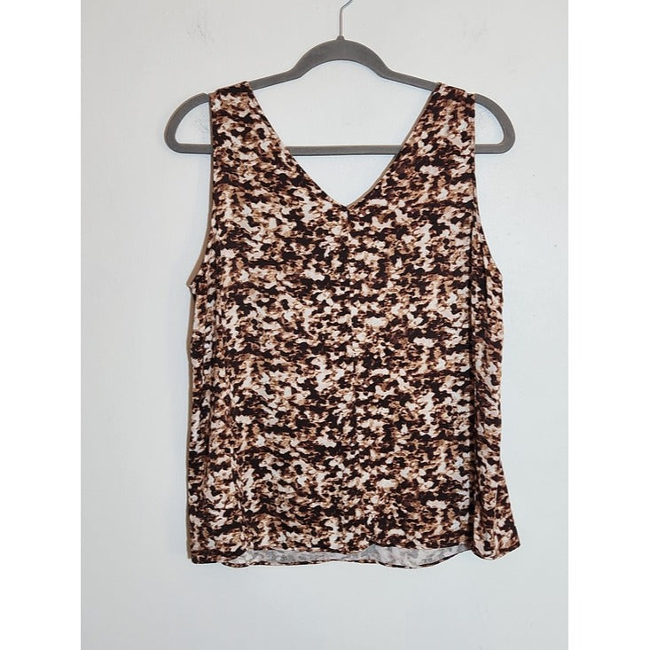 Nordstrom Brown and Cream Abstract Leopard Print Tank Top Size Medium