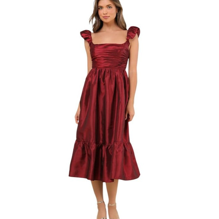 Lulus Burgundy Lace-up Back Midi Party Dress NWT Size XL Wedding Guest Dress