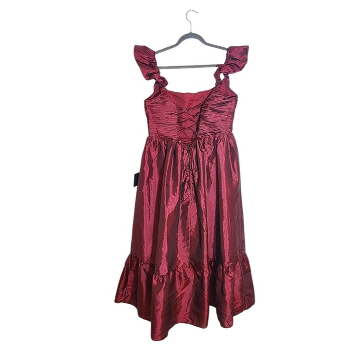 Lulus Burgundy Lace-up Back Midi Party Dress NWT Size XL Wedding Guest Dress