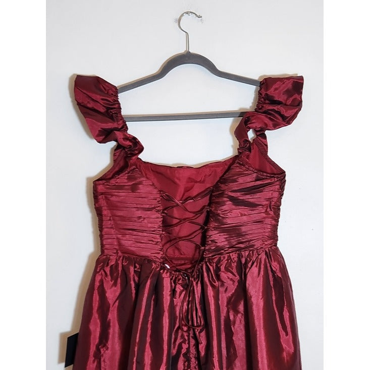 Lulus Burgundy Lace-up Back Midi Party Dress NWT Size XL Wedding Guest Dress
