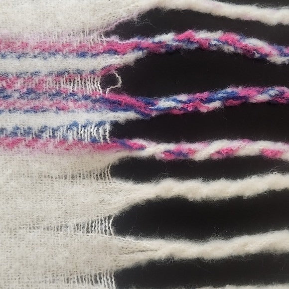 Fuzzy Plaid Shawl Wrap with Fringe Hem and Pockets One Size