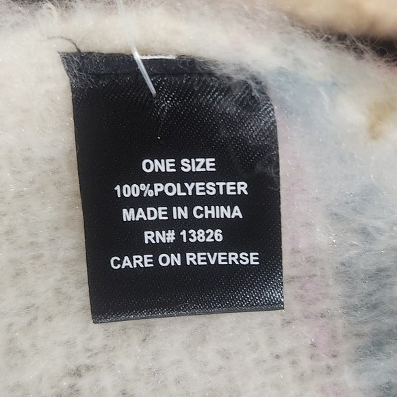 Fuzzy Plaid Shawl Wrap with Fringe Hem and Pockets One Size