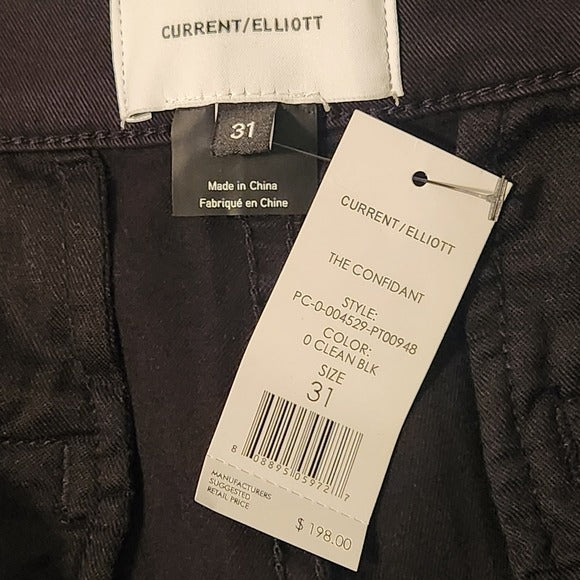 Current/Elliott Black The Confidant Cropped Chino Pants Size 31 NWT