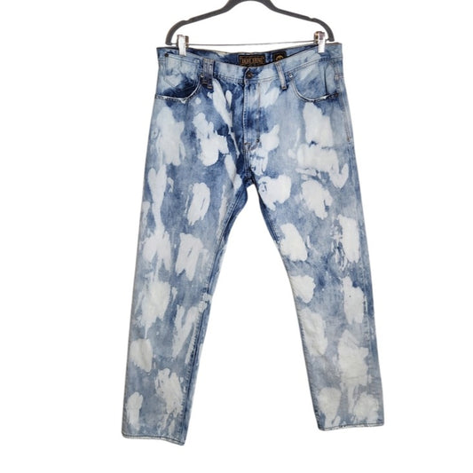 AKOO Mens Distressed Dyed Straight Leg Jeans Size 38