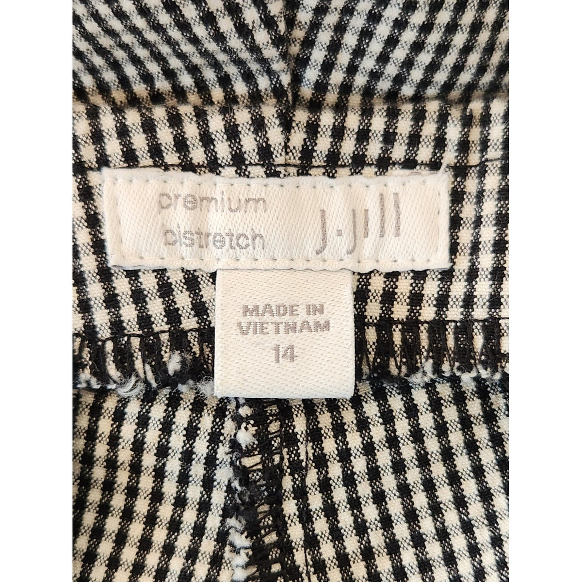 J. Jill Black and White Gingham Check Pull-On Capri Pants Size 14