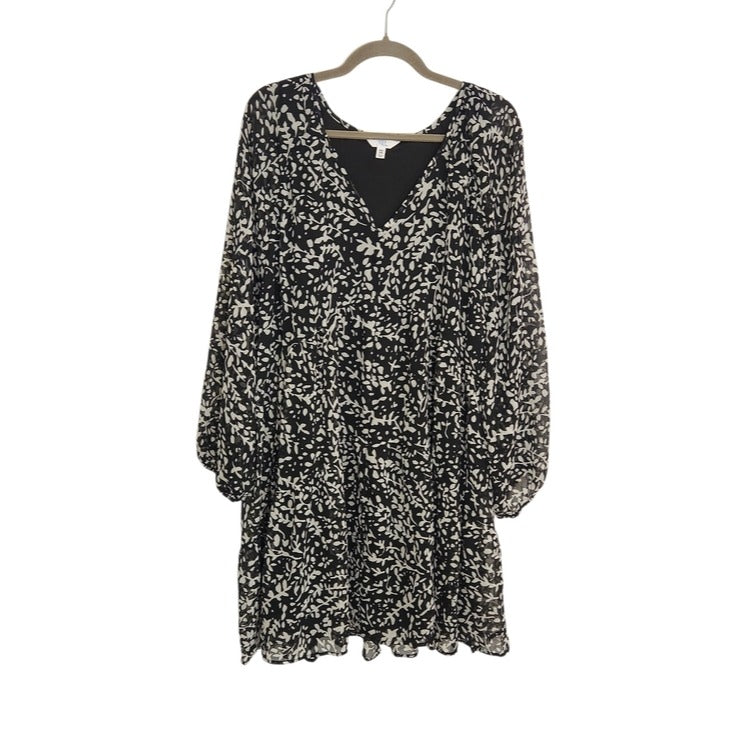 Time and Tru Black and White Tiered Babydoll Mini Dress Size XXL NWT
