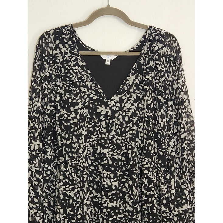 Time and Tru Black and White Tiered Babydoll Mini Dress Size XXL NWT