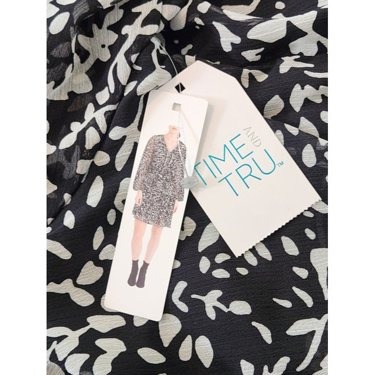 Time and Tru Black and White Tiered Babydoll Mini Dress Size XXL NWT