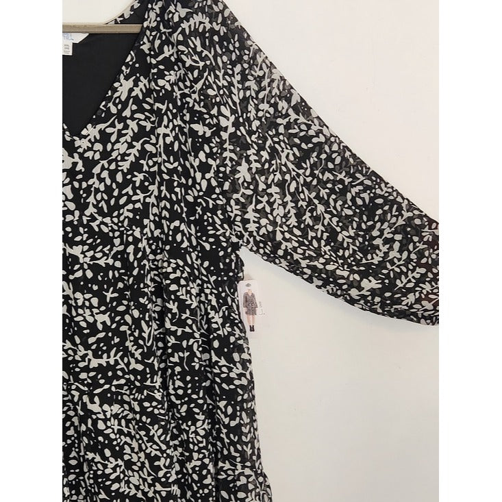 Time and Tru Black and White Tiered Babydoll Mini Dress Size XXL NWT