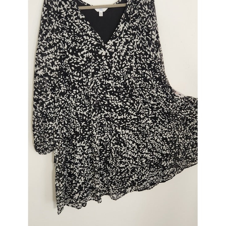 Time and Tru Black and White Tiered Babydoll Mini Dress Size XXL NWT