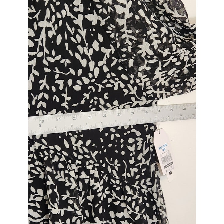 Time and Tru Black and White Tiered Babydoll Mini Dress Size XXL NWT