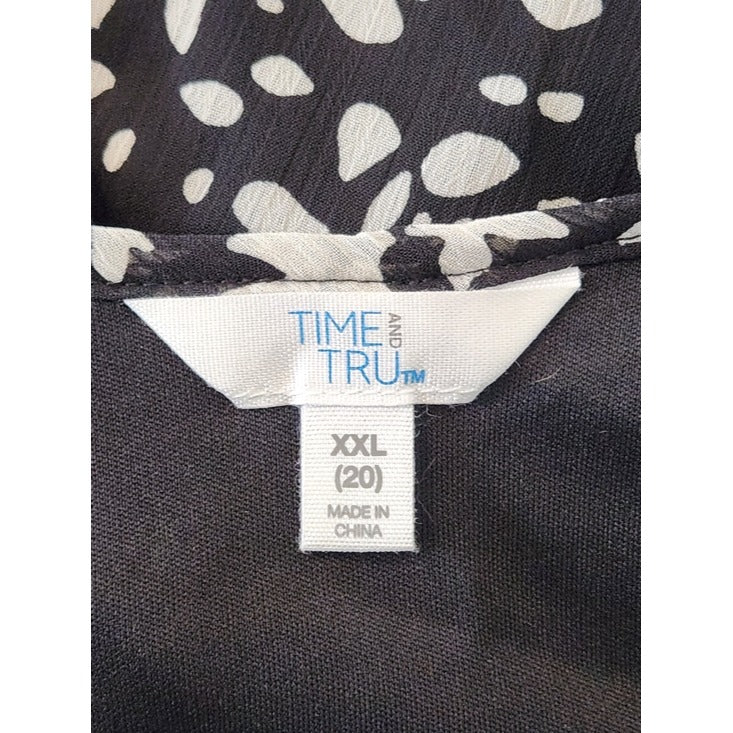Time and Tru Black and White Tiered Babydoll Mini Dress Size XXL NWT