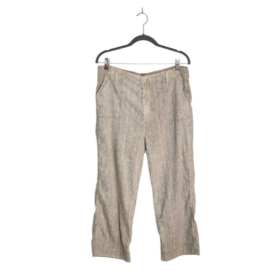 Soft Surroundings Taupe and Cream Linen Blend Capri Pants Size 12