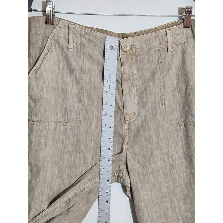 Soft Surroundings Taupe and Cream Linen Blend Capri Pants Size 12
