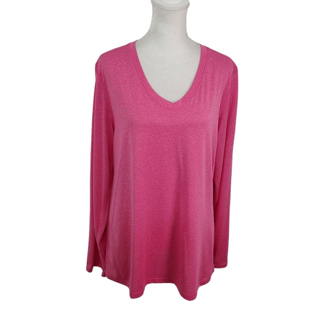 Hanes Sport Pink Long Sleeve Athletic Tee Size XL Hot Pink Performance Shirt