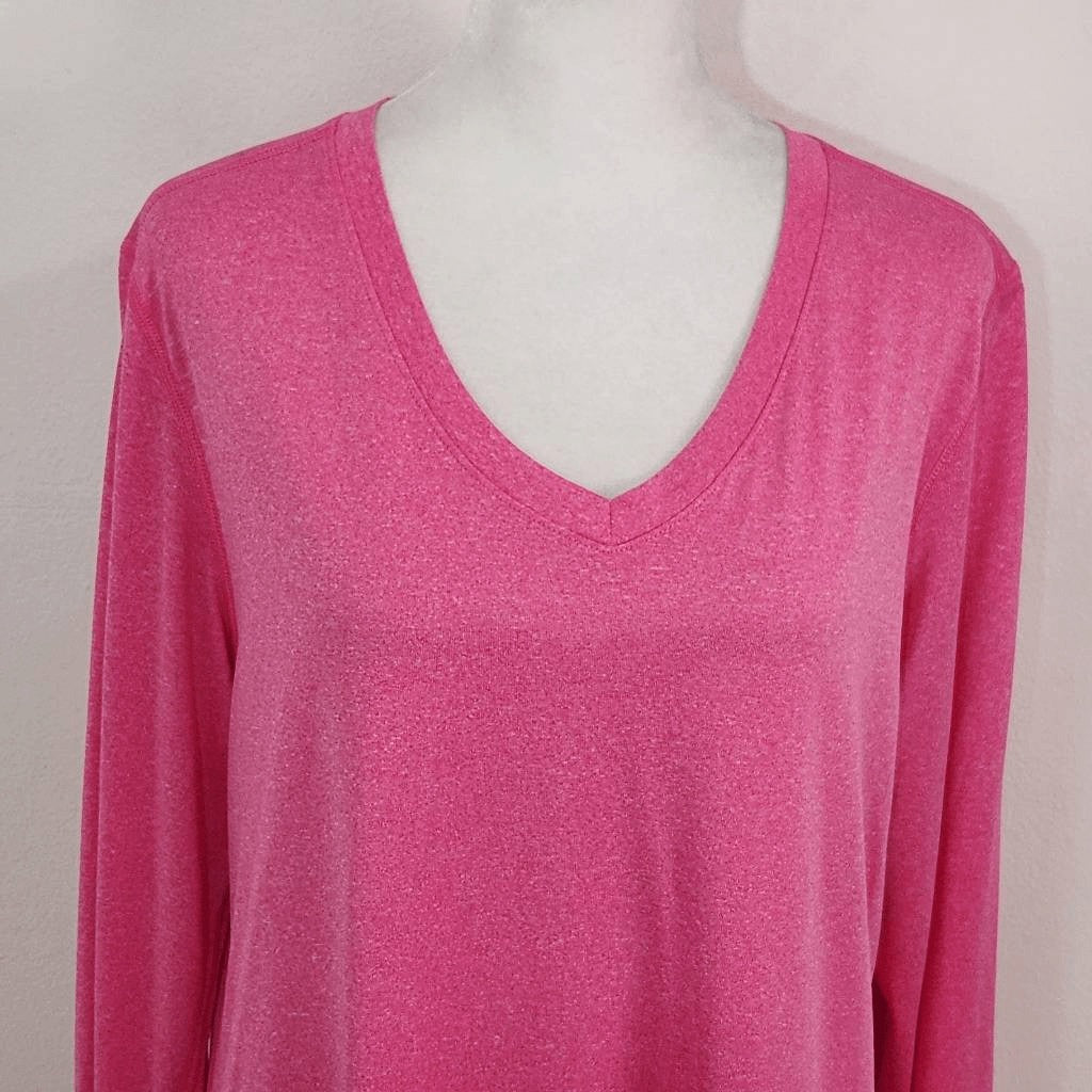 Hanes Sport Pink Long Sleeve Athletic Tee Size XL Hot Pink Performance Shirt