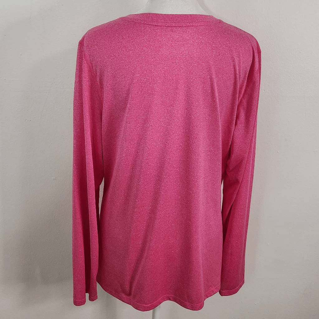 Hanes Sport Pink Long Sleeve Athletic Tee Size XL Hot Pink Performance Shirt