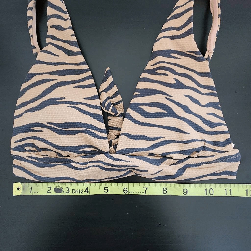 Aerie Tan and Black Tiger Print Bikini Top NWT Size Small Triangle Bikini Top
