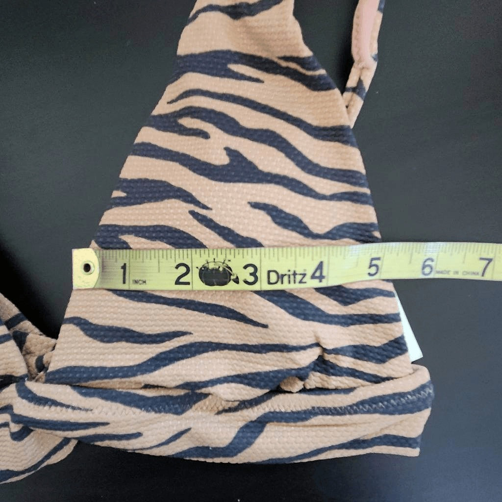 Aerie Tan and Black Tiger Print Bikini Top NWT Size Small Triangle Bikini Top