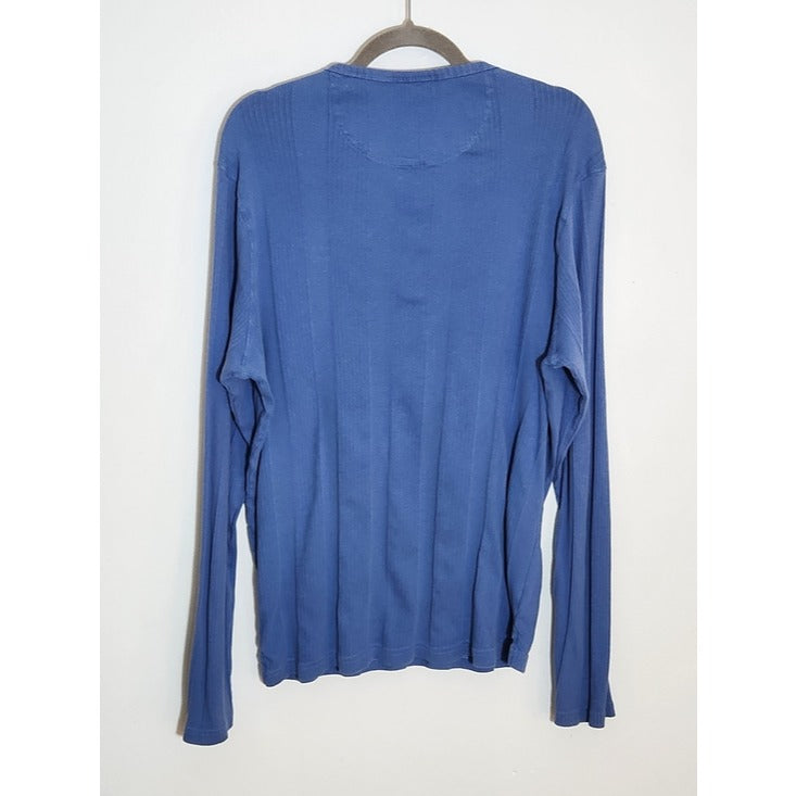 Michael Kors Mens Blue Ribbed Knit Henley Shirt Size XL